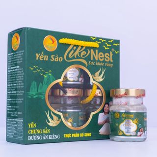 Yến hũ chưng sẵn vị Đường Kiêng 32% thùng 12 giỏ mini tiết kiệm 6 hũ - 70 ml - Like Nest