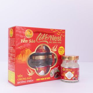Yến hũ chưng sẵn vị Đường Phèn 32% thùng 12 giỏ mini tiết kiệm 6 hũ - 70 ml - Like Nest