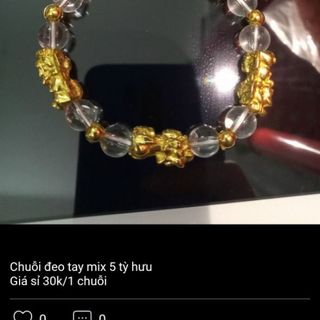 Chuỗi đeo tay phong thủy 5 tỳ hưu chuỗi vòng trong suốt