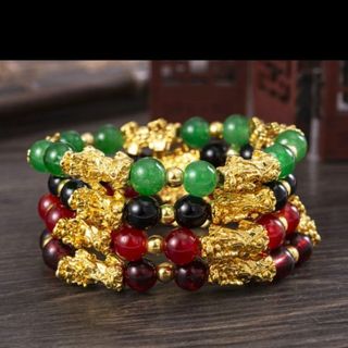 Chuỗi đeo tay phong thủy 5 con tỳ hưu mẫu y hình có nhiều màu chuỗi