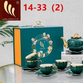 Bộ Ấm Chén bình 6 cóc Đĩa Kê Sóng Sứ Xanh 14-33, 34 (THÙNG 12B)