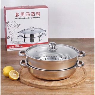 Nồi hấp 2 tầng inox 28cm multi-finction soup steamer NỒI HẤP INOX 2 TẦNG
