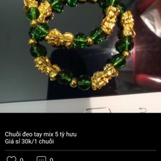 Chuỗi đeo tay 5 tỳ hưu chuỗi xanh lá vòng đeo tay phong thủy