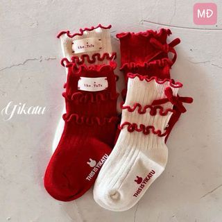 Tất đỏ bèo tiểu thư cho bé diện Tết Noel size S L