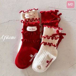 Tất đỏ bèo tiểu thư cho bé diện Tết Noel size S L
