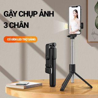 Gậy chụp ảnh 3 chân R1S, có đèn led trợ sáng. Gậy selfie chụp hình, tự sướng, live stream nút bluetooth điều khiển từ xa
