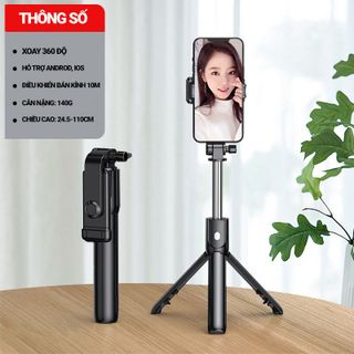 Gậy chụp ảnh 3 chân R1S, có đèn led trợ sáng. Gậy selfie chụp hình, tự sướng, live stream nút bluetooth điều khiển từ xa