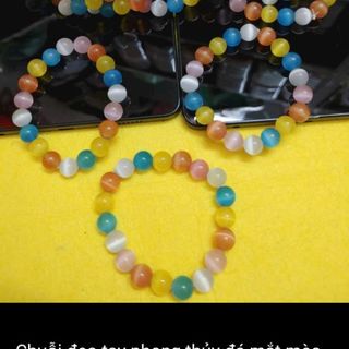 Chuỗi đeo tay phong thủy đá mắt mèo 10ly nhiều màu sắc y hình