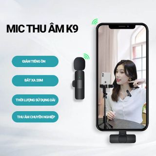 Micro Thu Âm Không Dây Cài Áo K9, Lọc Tiếng Ồn Cao Cấp, Thu Âm, Livestreamm Quay Video Cho Điện Thoại