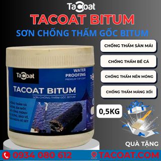 [0,5 KG] Sơn Chống Thấm Bể Cá, Mái Tôn, Sàn Nền trước khi lát gạch - Sơn chống thấm gốc Bitum - TACOAT BITUM