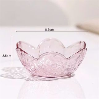 Chén Đĩa Chấm Thủy Tinh Trong Suốt Hình Cánh Hoa ( MÀU HỒNG )