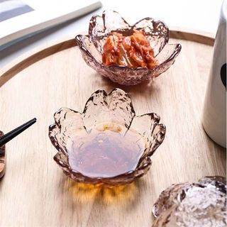 Chén Đĩa Chấm Thủy Tinh Trong Suốt Hình Cánh Hoa ( MÀU TRẮNG )