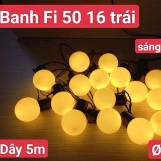 DÂY ĐÈN TRANG TRÍ BÓNG Fi-50 SÁNG VÀNG DÀI 5M 16 BÓNG