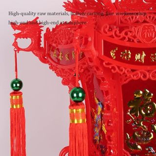 LỒNG ĐÈN LED ĐIỆN XOAY 360 VIỀN ĐỎ #60-42CM (T16)