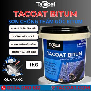 [1 KG] Sơn Chống Thấm Bể Cá, Mái Tôn, Sàn Nền trước khi lát gạch - Sơn chống thấm gốc Bitum - TACOAT BITUM
