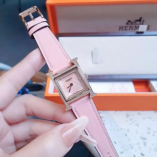 ĐỒNG HỒ NỮ CAO CẤP HERME HÊURE H  VIỀN ĐÁ TẶNG KÈM DÂY DA XỊN