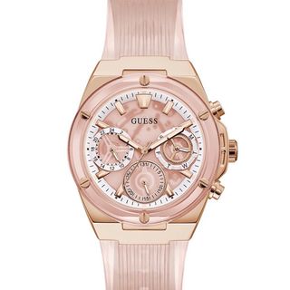 ĐỒNG HỒ NỮ CAO CẤP GUECC ECO DÂY CAO SU NIỀNG NHỰA MẶT CHONOGRAP