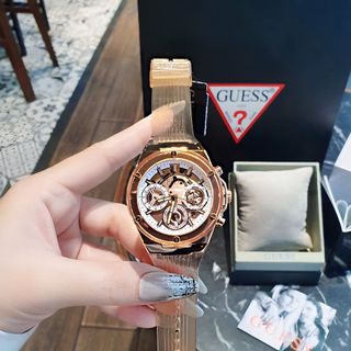 ĐỒNG HỒ NỮ CAO CẤP GUECC ECO DÂY CAO SU NIỀNG NHỰA MẶT CHONOGRAP