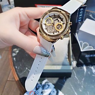 ĐỒNG HỒ NỮ CAO CẤP GUECC ECO DÂY CAO SU NIỀNG NHỰA MẶT CHONOGRAP