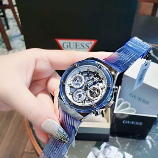 ĐỒNG HỒ NỮ CAO CẤP GUECC ECO DÂY CAO SU NIỀNG NHỰA MẶT CHONOGRAP