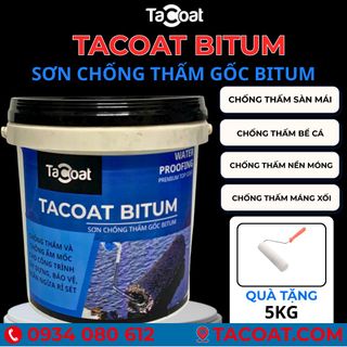 [5 KG] Sơn Chống Thấm Bể Cá, Mái Tôn, Sàn Nền trước khi lát gạch - Sơn chống thấm gốc Bitum - TACOAT BITUM