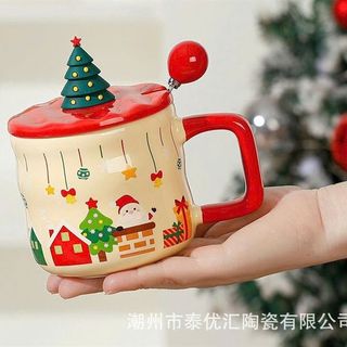 Cốc Sứ Noel Có Nắp Kèm Thìa ( THÙNG 60C )