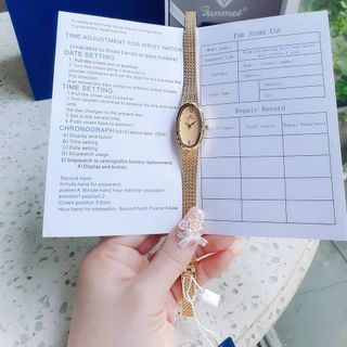 ĐỒNG HỒ NỮ CHÍNH HÃNG FUNMEI FL2147 MẶT OVAN DÂY LƯỚI THÉP FULLBOX TEM