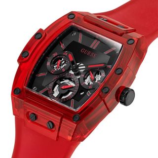 ĐỒNG HỒ NAM NỮ CAO CẤP GUECC MẶT CN CHONOGRAP NIỀNG NHỰA ĐỎ FULLBOX