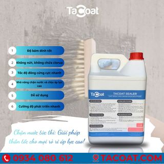 [5 Lít] Chặn vết nước rò rỉ qua vách, sàn bê tông - Chất Đông Cứng Nhanh Xi Măng Ngăn Rò Rỉ Nước TACOAT SEALER