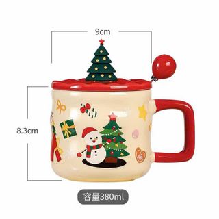 Cốc Sứ Noel Có Nắp Kèm Thìa ( THÙNG 60C )