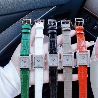 ĐỒNG HỒ NỮ CAO CẤP HERME MẶT FULL ĐÁ BẠC DÂY DA NHIỀU MÀU
