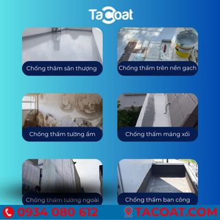 [5KG] Vết Nứt Tường Đứng, Sàn Mái, Sân Thượng, Tường Cũ, Mới, Máng Sối - Sơn Chống Thấm Lộ Thiên TACOAT POLYTHAN