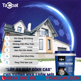 [5KG] Vết Nứt Tường Đứng, Sàn Mái, Sân Thượng, Tường Cũ, Mới, Máng Sối - Sơn Chống Thấm Lộ Thiên TACOAT POLYTHAN