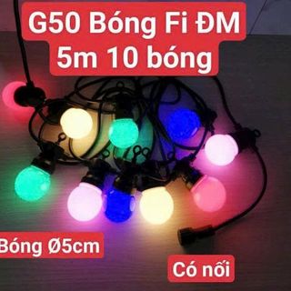 DÂY ĐÈN TRANG TRÍ G50 BÓNG FI ĐỦ MÀU DÀI 5M 10 BÓNG