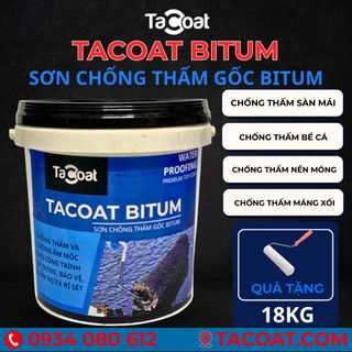 [18 KG] Sơn Chống Thấm Bể Cá, Mái Tôn, Sàn Nền trước khi lát gạch - Sơn chống thấm gốc Bitum - TACOAT BITUM