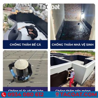 [18 KG] Sơn Chống Thấm Bể Cá, Mái Tôn, Sàn Nền trước khi lát gạch - Sơn chống thấm gốc Bitum - TACOAT BITUM