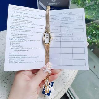 ĐỒNG HỒ NỮ CHÍNH HÃNG FUNMEI FL2147 MẶT OVAN DÂY LƯỚI THÉP FULLBOX TEM