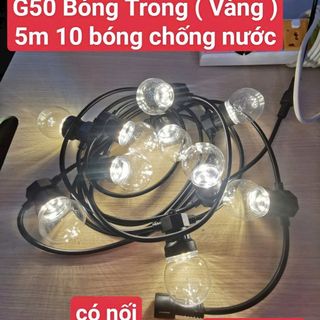 DÂY ĐÈN CHỐNG NƯỚC G50 BÓNG TRONG SÁNG VÀNG DÀI 5M 10 BÓNG