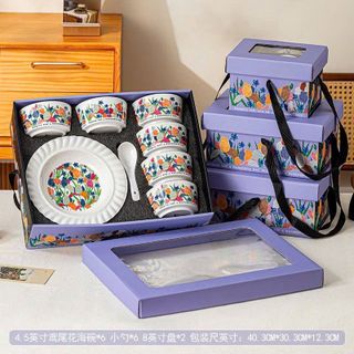 Set bát sứ tulip tím 13CT (Kiện 10 bộ)(Hàng Nguyên Kiện)