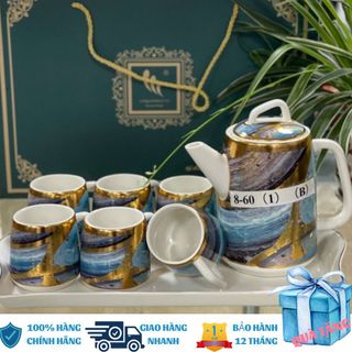 Bộ Bình Cốc Kèm Khay Sứ QSH Loang CC (THÙNG 10B)