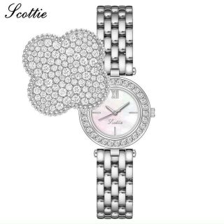 ĐỒNG HỒ NỮ CHÍNH HÃNG SCOTTE DÂY INOX MẶT HỘT MỞ NẮP XOAY FULLBOX