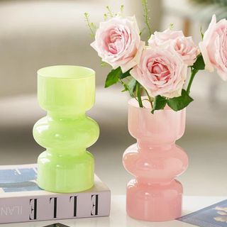 Bình thủy tinh cắm hoa thắt eo thời trung cổ trong suốt màu đẹp, size 18 ( Hnagf Gía Tận Xưởng )