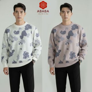 Áo len nam cổ tròn áo cổ 3p len nam len nhung dày siêu ấm họa tiết trẻ trung Hà Đinh - M L XL XXL - 3p-913loang Bán sỉ bán buôn