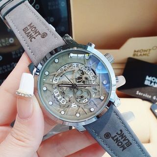 SALE NHANH ĐỒNG HỒ NAM TRUNG CẤP MONBLAN DÂY DA MẶT CHONOGRAP CHẤM TRẮNG