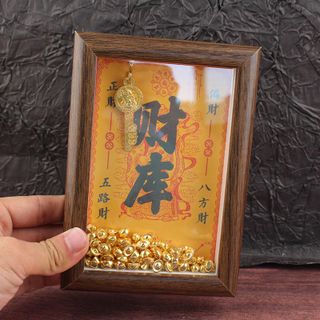 Khung ảnh thần tài chìa khóa chiêu tài thỏi vàng 6inch 7inch 8inch 200-300 thỏi, Khung ảnh 12 con giáp hình thỏi vàng chìa khóa kho bạc vàng (Hàng Gía Tận Xưởng )