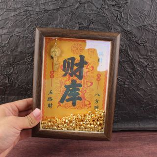 Khung ảnh thần tài chìa khóa chiêu tài thỏi vàng 6inch 7inch 8inch 200-300 thỏi, Khung ảnh 12 con giáp hình thỏi vàng chìa khóa kho bạc vàng (Hàng Gía Tận Xưởng )