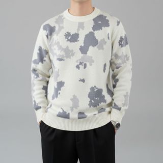 Áo len nam cổ tròn áo cổ 3p len nam len nhung dày siêu ấm họa tiết trẻ trung Hà Đinh - M L XL XXL - 3p-913loang Bán sỉ bán buôn