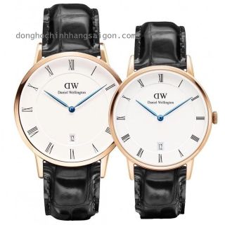 ĐỒNG HỒ NAM NỮ CAO CẤP DANIEL W DAPPER DÂY DA KIM XANH CÓ LỊCH FULLBOX HỘP NƠ