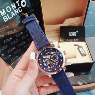 SALE NHANH ĐỒNG HỒ NAM TRUNG CẤP MONBLAN DÂY DA MẶT CHONOGRAP CHẤM TRẮNG