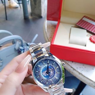 ĐỒNG HỒ NAM CAO CẤP ÔMAGE SEAMASTER MÁY CƠ XANH NHẠT DÂY THÉP VÀ SILICON